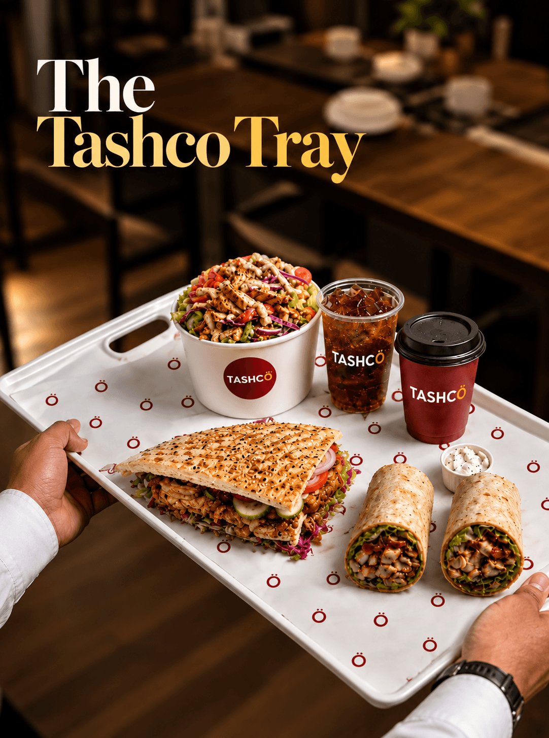 Tashcö signature chicken döner, rolls, döner box and Bliss drink